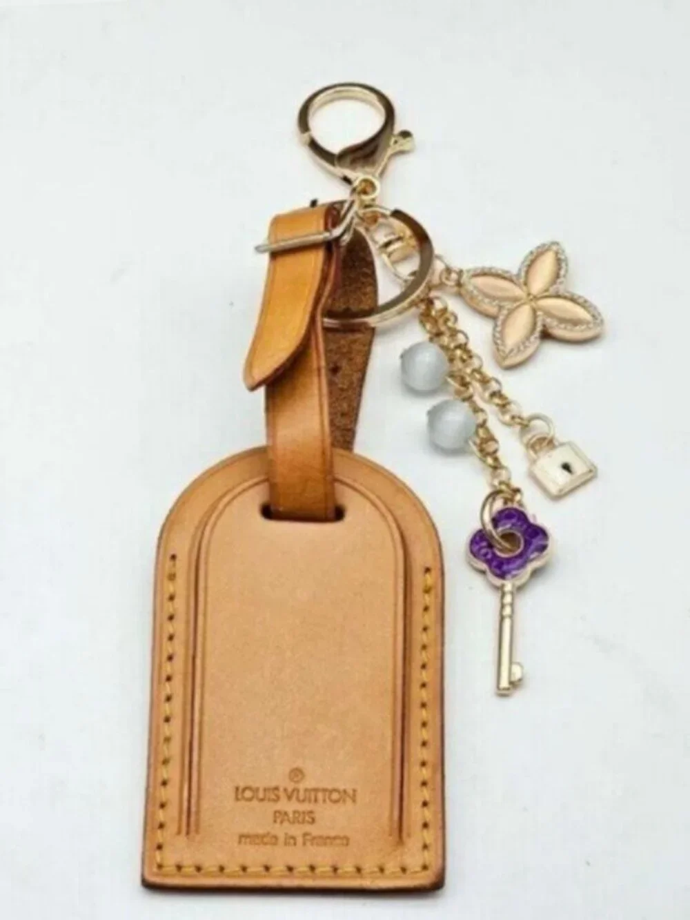 Authentic Louis Vuitton Luggage Tag with Unbranded Keycharm, Keychain